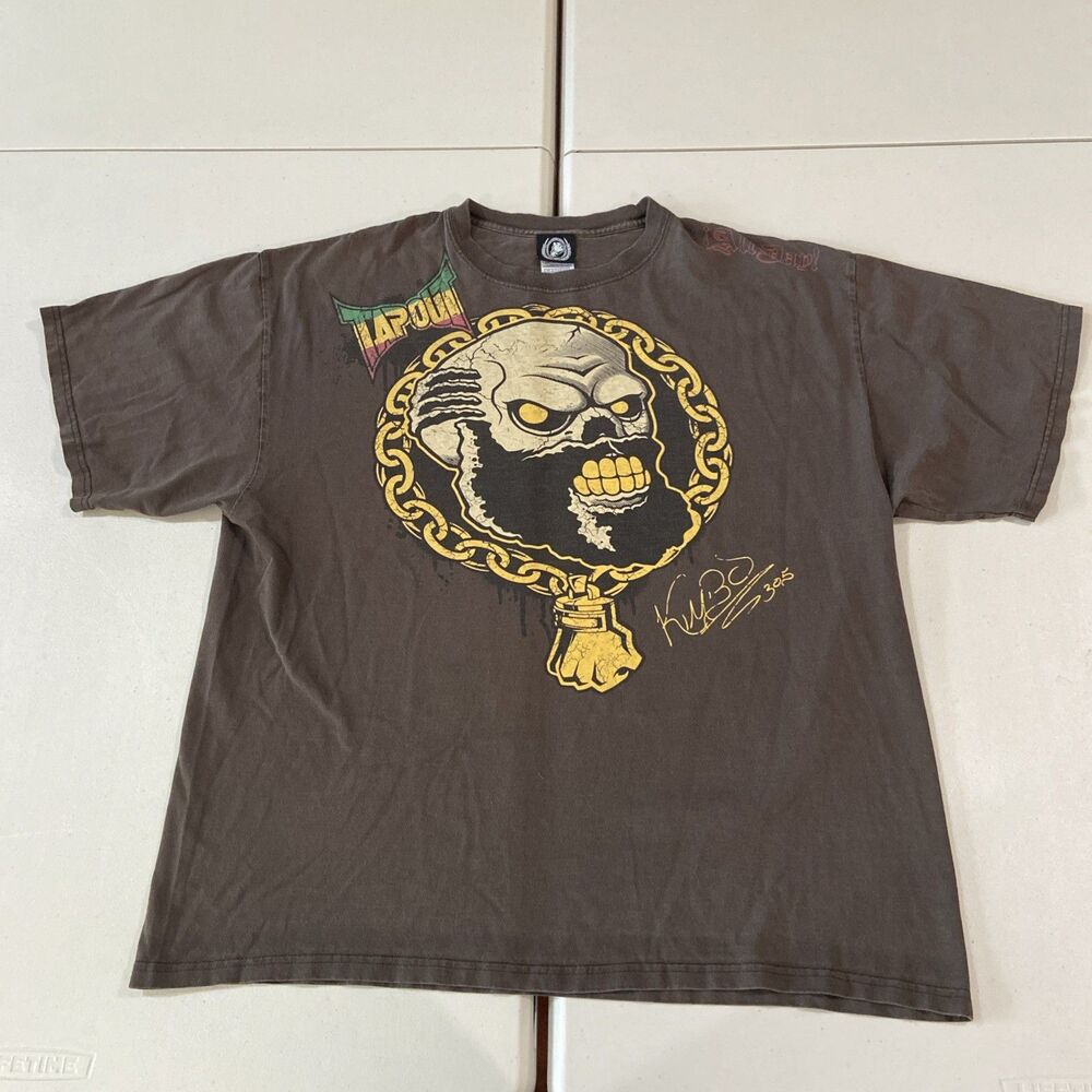 TAPOUT KIMBO SLICE All Day Vintage Brown T-shirt Screen Printed Graphic Size 2XL